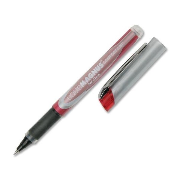 Officetop 0.7 mm Fine Point Liquid Magnus Comfort Grip Roller Ball Pen; Red OF525413